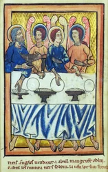 Abraham und die drei Engel, aus einem Buch der Bibelbilder, ca. 1250